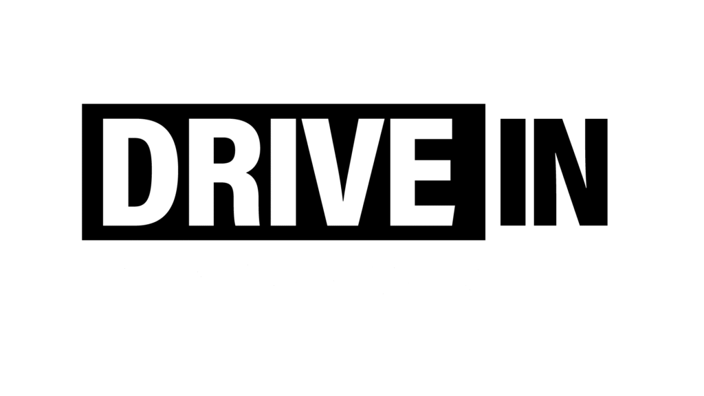 drive in logo white